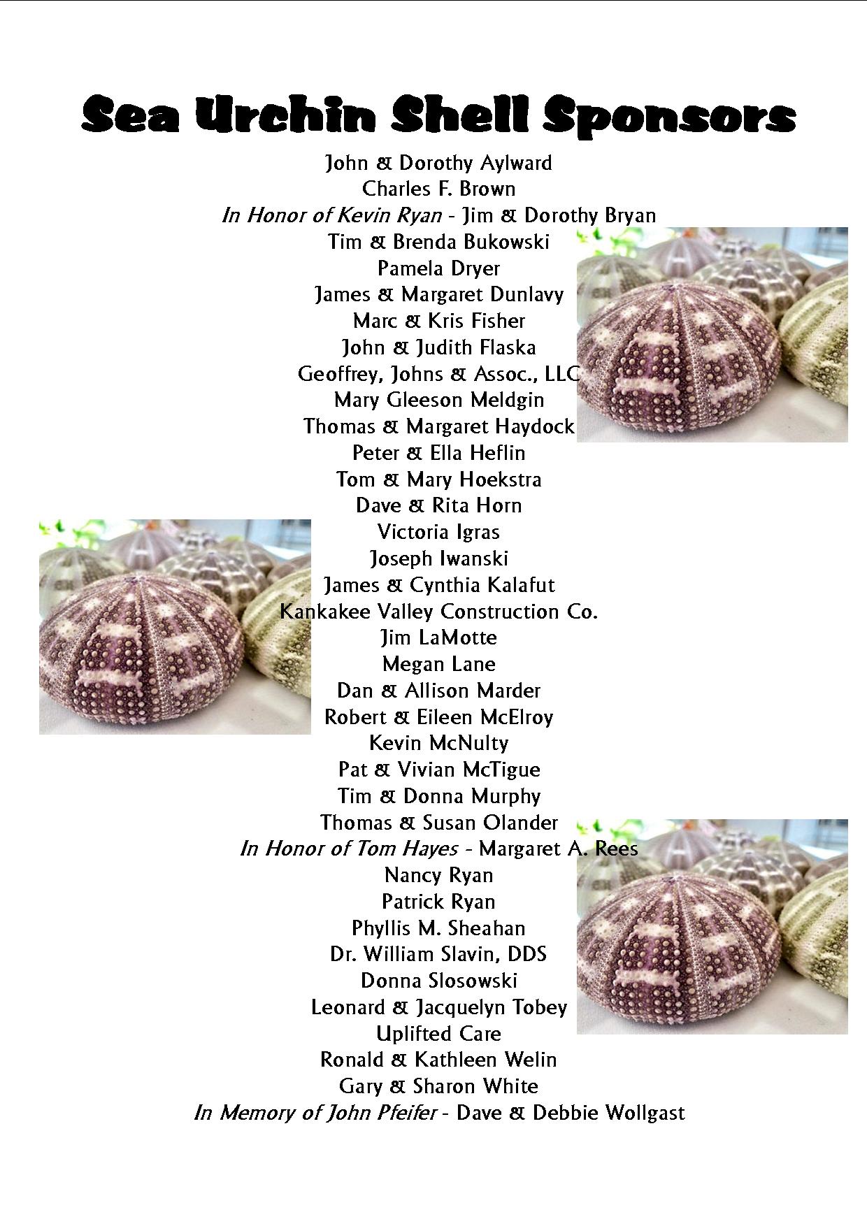 Sponsors E3. Sea Urchin Shell Good Shepherd Manor Momence, IL